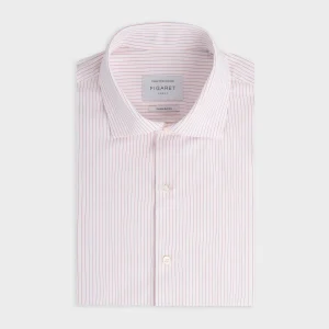 Chemise semi-ajustée rayée rouge