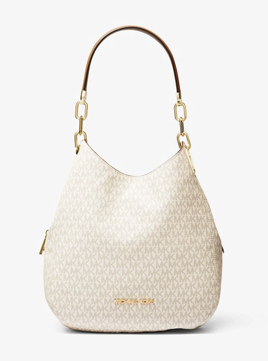 MICHAEL KORS Grand sac porté épaule Lillie en cuir grainé Vanille/Noisette – Image 7