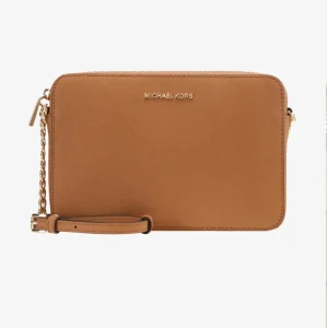 MICHAEL KORS Grand sac à bandoulière Jet Set en cuir saffiano Camel