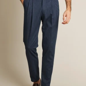 Pantalon double pinces flanelle bleu