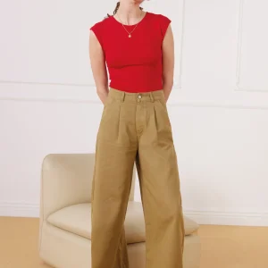 Pantalon à pinces beige foncé