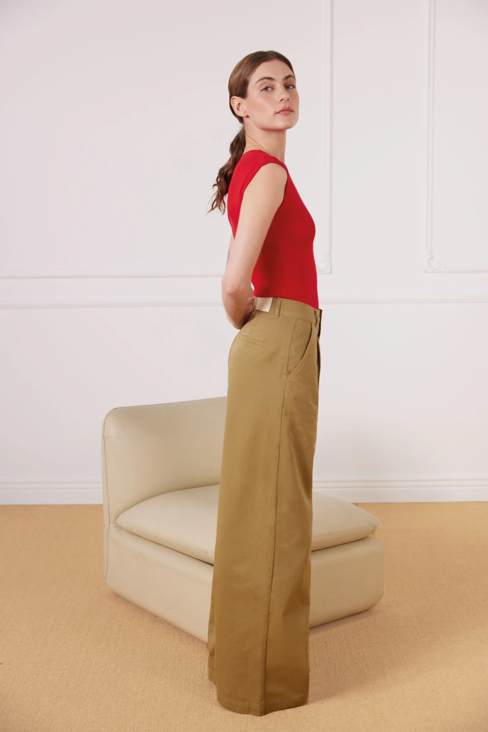 Pantalon à pinces beige foncé – Image 5