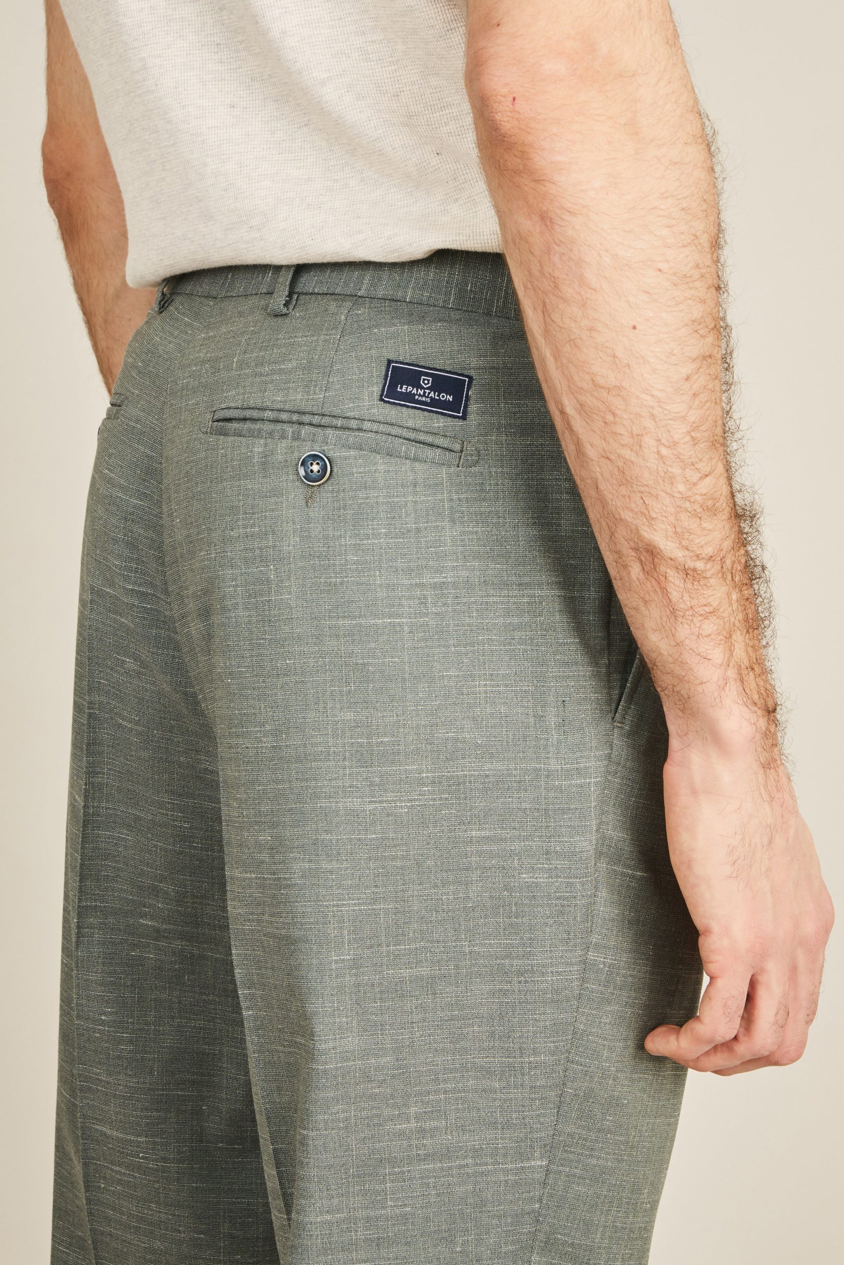 Pantalon à pinces léger vert – Image 4