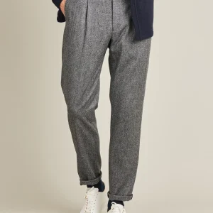 Pantalon à pinces flanelle gris anthracite