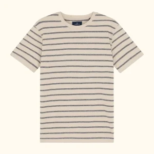 Tee-shirt coton-lin marinière bleu marine