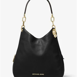 MICHAEL KORS Grand sac porté épaule Lillie en cuir grainé Noir/Doré