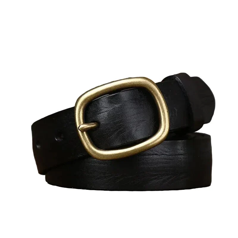 Ceinture Femme en Cuir Véritable 2,8 cm – Style Rétro avec Boucle Ardillon Cuivrée – Image 9